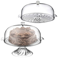 Cake Stand Dome Lid Cover Large Clear Acrylic Display Box Serving Plate Crystal
