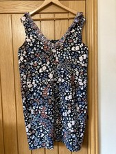 LADIES SIZE 18 BLACK MIX SLEEVELESS LINEN BLEND SHIFT DRESS, NEXT