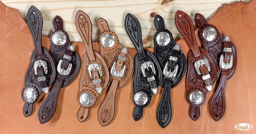 Western leather spur straps - leather,