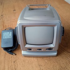 Vintage Small Miniature Black and White Portable 5" TV Television Radio