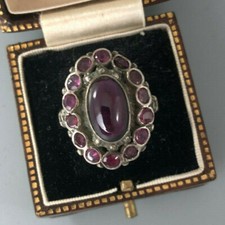 Georgian Silver & Almandine Garnet Ring Size M.5 AEZX