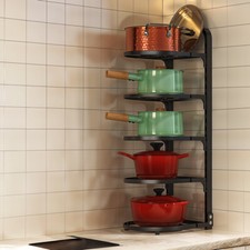 5 Kitchen Cupboard Organiser Stand Shelf Saucepan Pot Pan Storage Rack Holder UK