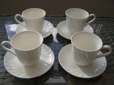 Wedgwood 'Candlelight'  Bone China 4 x Tea/Coffee Cups & Saucers. Exc. Cond.