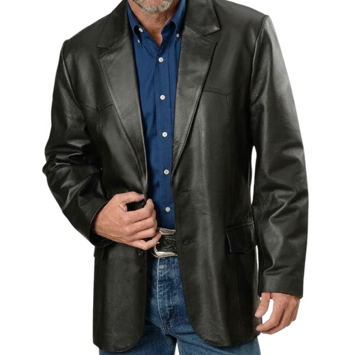Men black genuine - black, leather