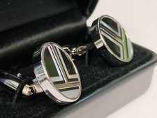 M&S Autograph Art Deco Style Round Cufflinks New In Box