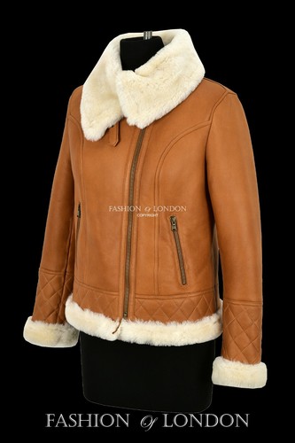 Ladies sheepskin jacket white - sheepskin,