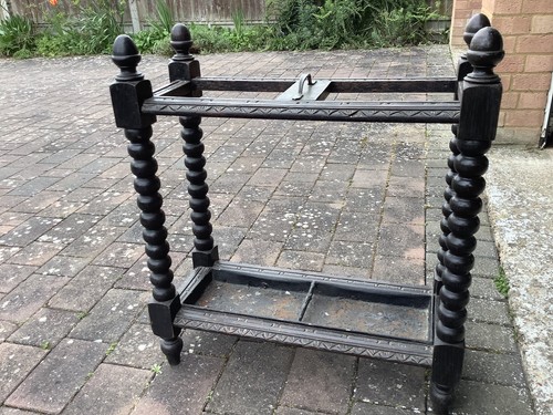 Antique wooden umbrella stand - umbrella,