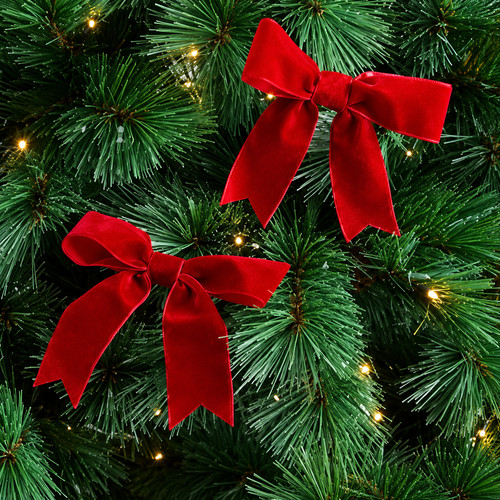Red green velvet bows - velvet,