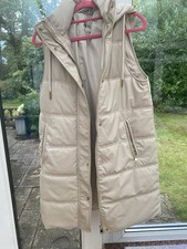 Women’s Beige Faux Leather Longline Hooded Gilet From Zara Size XS