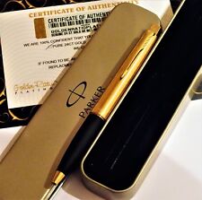 Parker Frontier Ballpoint Writing Pen Stainless Steel Gift Tin 24ct Gold Plated