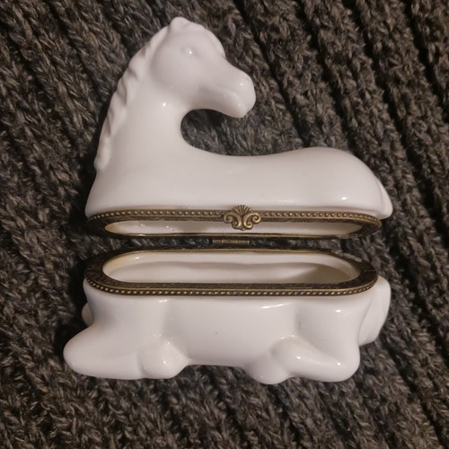 Vintage white porcelain horse - porcelain,
