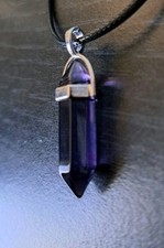 Necklace & Pendant! Hexagonal Bullet Shaped Purple Pendant, Black Cord Necklace.