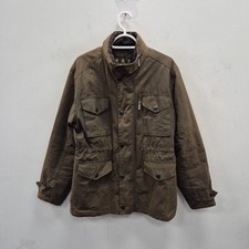 Barbour Sapper Wax Waterproof Brown Biker Quilt Country Hooded Jacket Coat Small