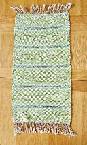 Swedish green woven rag rug