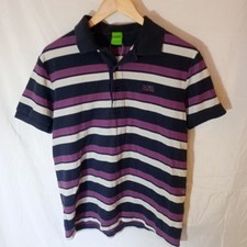 Boss Hugo Polo Shirt Top T Mens 40 M Medium Blue Purple S/S Designer Modern Fit