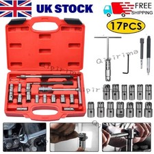 17Pcs Universal Diesel Injector Seat Cutter Cleaner Tool Carbon Remover Set Kit