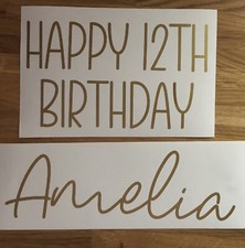 Personalised Happy Birthday Any Age Vinyl Decal Stickers For Balloons, Gift Box