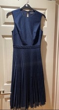 Warehouse Spotlight Navy Midi Pleated Dress 12
