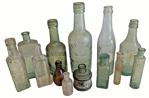 Vintage glass bottles job - job, lot