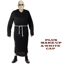 Halloween Gothic Creepy Uncle Family Fancy Dress Fester Costume Face Paint &Cap 