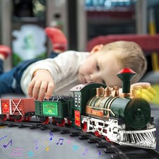 Santa Christmas Train Toy Set LED Light Effect and Sounds Locomotive Cargo Kid