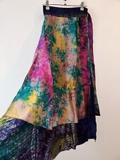Long SILK Skirt Maxi Boho Colourful Retro Wrap Hippie Festival Indian Tie Dye