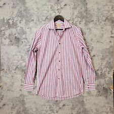 Paul Costelloe Dress Shirt Mens Size 15 White Pink Striped Long Sleeve Button A