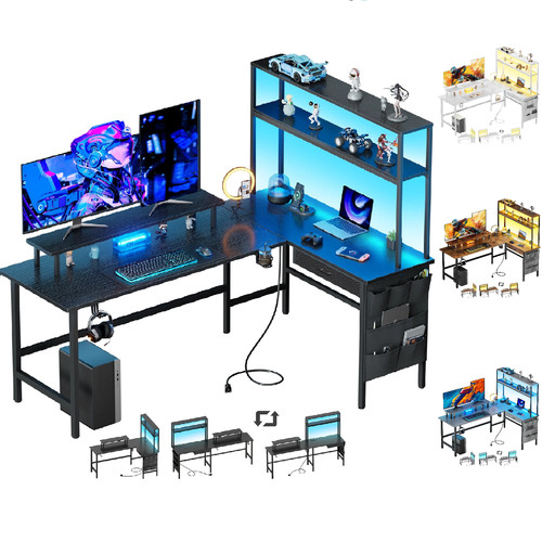 Shaped gaming desk - gaming, led