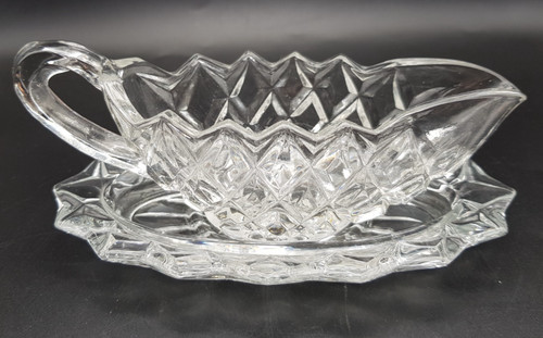 Vintage pressed glass sauce - glass,