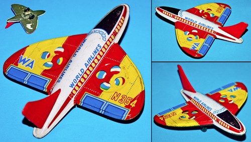 Tin toy old airplane - airplane, made
