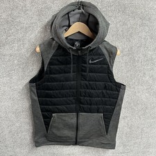 Nike Gilet Mens Medium Black Grey Hybrid Body Warmer Train HD Training Hooded