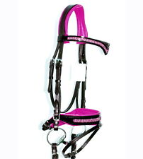 FSS PINK Glisten CRYSTAL BLING FREEFORM MonoCrown SHAPE CUT AWAY ANATOMIC BRIDLE