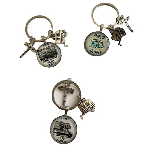 Happy camper keychains - happy,