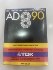 TDK 8TR-90AD Sealed 8 Track Hifi Tape Recording Cartridge Vintage 1970s Rare