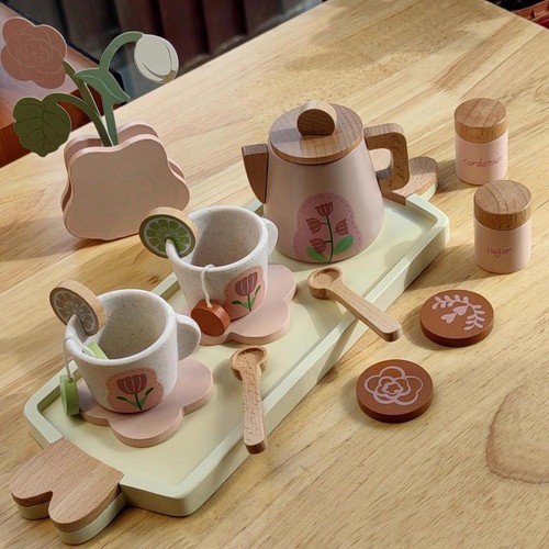 Interactive wooden tea set - interactive,