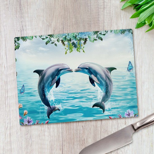 Due diving dolphins - of, glass