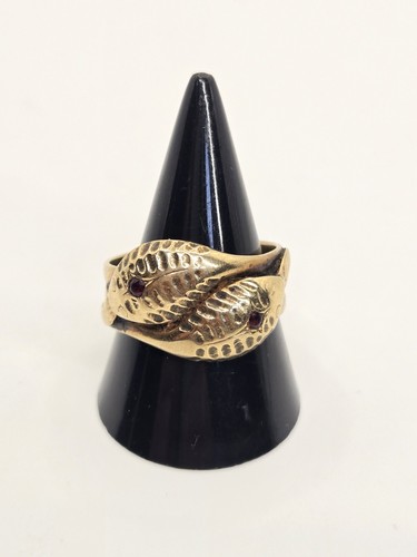 9ct gold snake ring - ring, double
