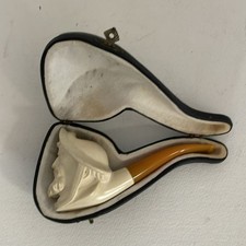 Carved Meerschaum Pipe Bearded Man Head Tobacciana