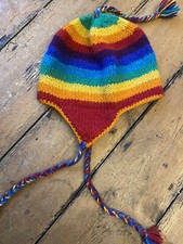 Chunky Rainbow Flap Winter Hat Made In Nepal 