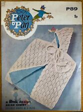 PETER PAN  #P89:  Wendy Knitting Pattern BABY'S CAPE DK + 3Ply, 22-24" - VINTAGE