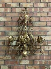 Beautiful Large Vintage Gilt Floral Candle Candelabra Wall Hanging Home Decor