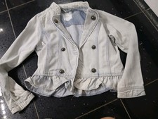 Girls Military Style Distressed Denim Jacket