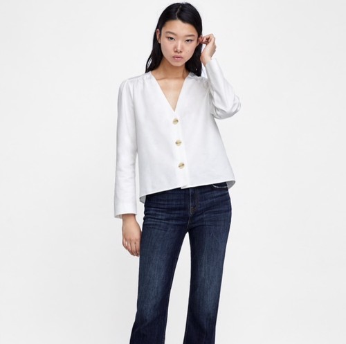 Zara white horn button - zara,