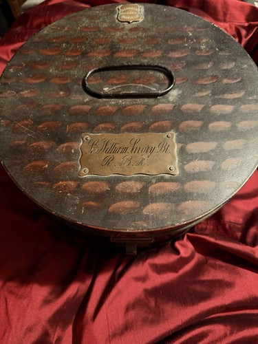 Victorian toleware hatbox sir - toleware,
