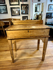 Antique Pine Desk/Table with Flat Top - unusual school desk -hallway/kitchen