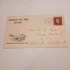 1937 Lerwick Shetland Aberdeen First Flight Shetland Air Mail Service cover