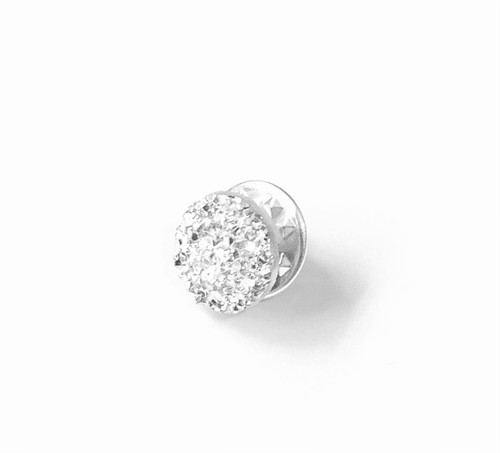 Silver glitter cabochon round - silver,