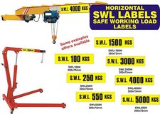 SWL S W L SAFE WORKING LOAD HORIZONTAL STICKERS MOT SIGNS MOT SIGN VOSA GARAGE