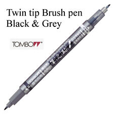 Tombow Fudenosuke Black and Grey Twin Tip Brush Pen
