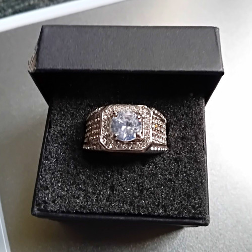 Men silver tone signet ring - tone,